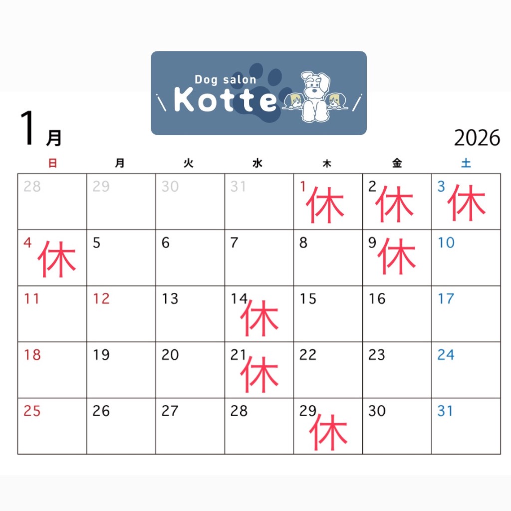 1月の営業スケジュール✂︎